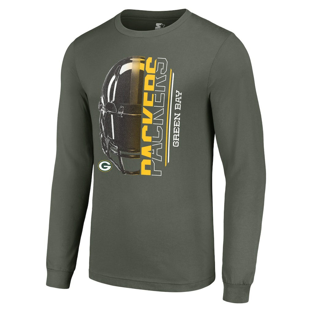 Green Bay Packers Starter Half Helmet Logo Long Sleeve T-Shirt Green | NFL