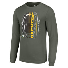 Green Bay Packers Starter Half Helmet Logo Long Sleeve T-Shirt Green | NFL