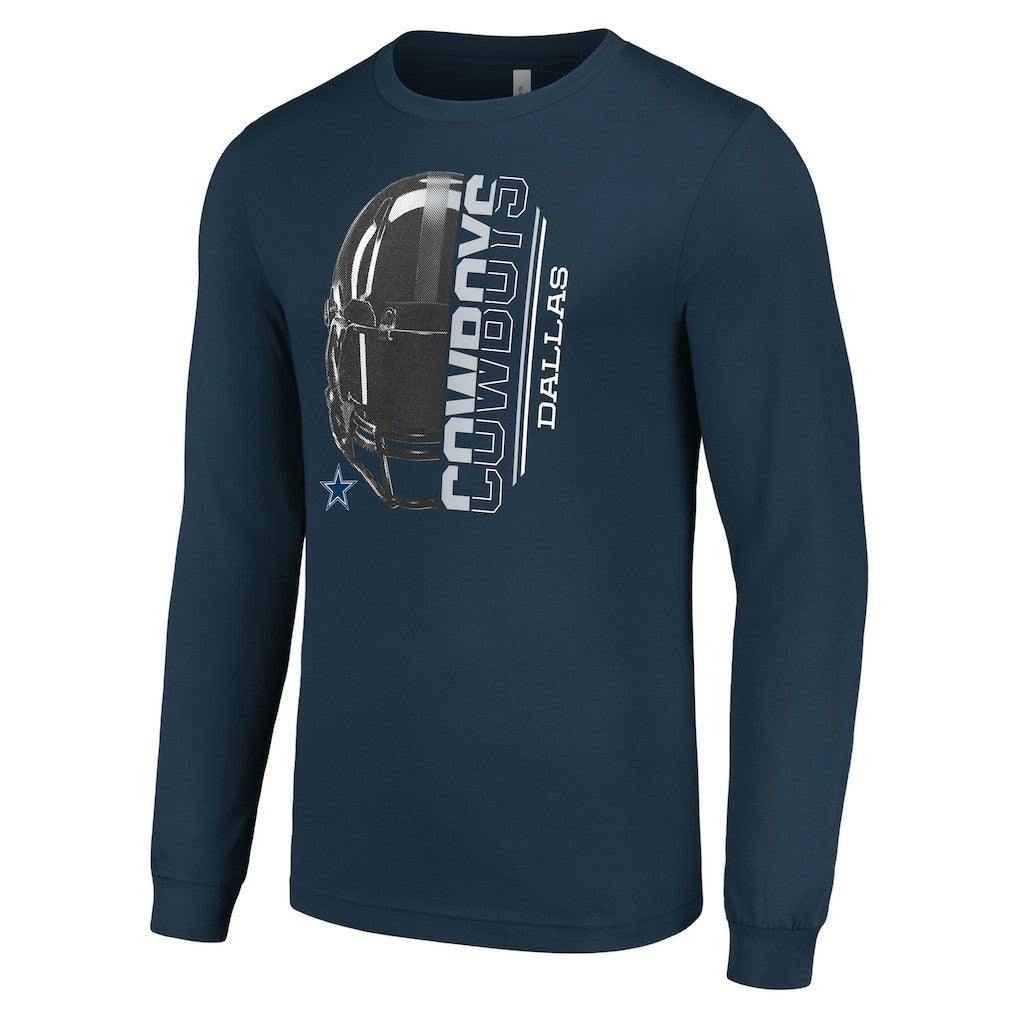 Dallas Cowboys Starter Half Helmet Logo Long Sleeve T-Shirt Navy | NFL