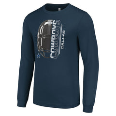 Dallas Cowboys Starter Half Helmet Logo Long Sleeve T-Shirt Navy | NFL
