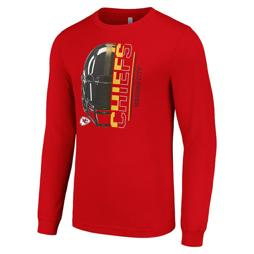 Kansas City Chiefs Starter Half Helmet Logo Long Sleeve T-Shirt Red | NFL