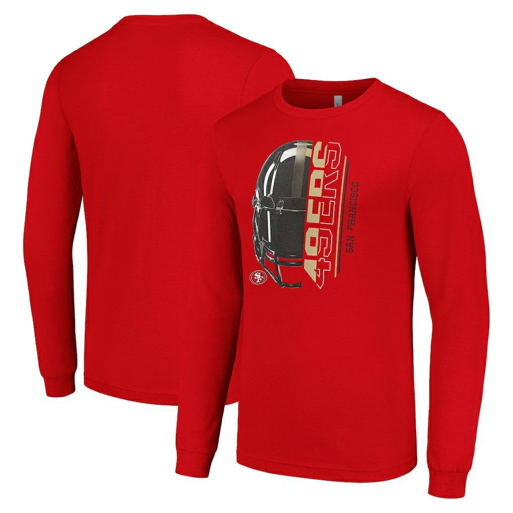 San Francisco 49ers Starter Half Helmet Logo Long Sleeve T-Shirt Scarlet | NFL