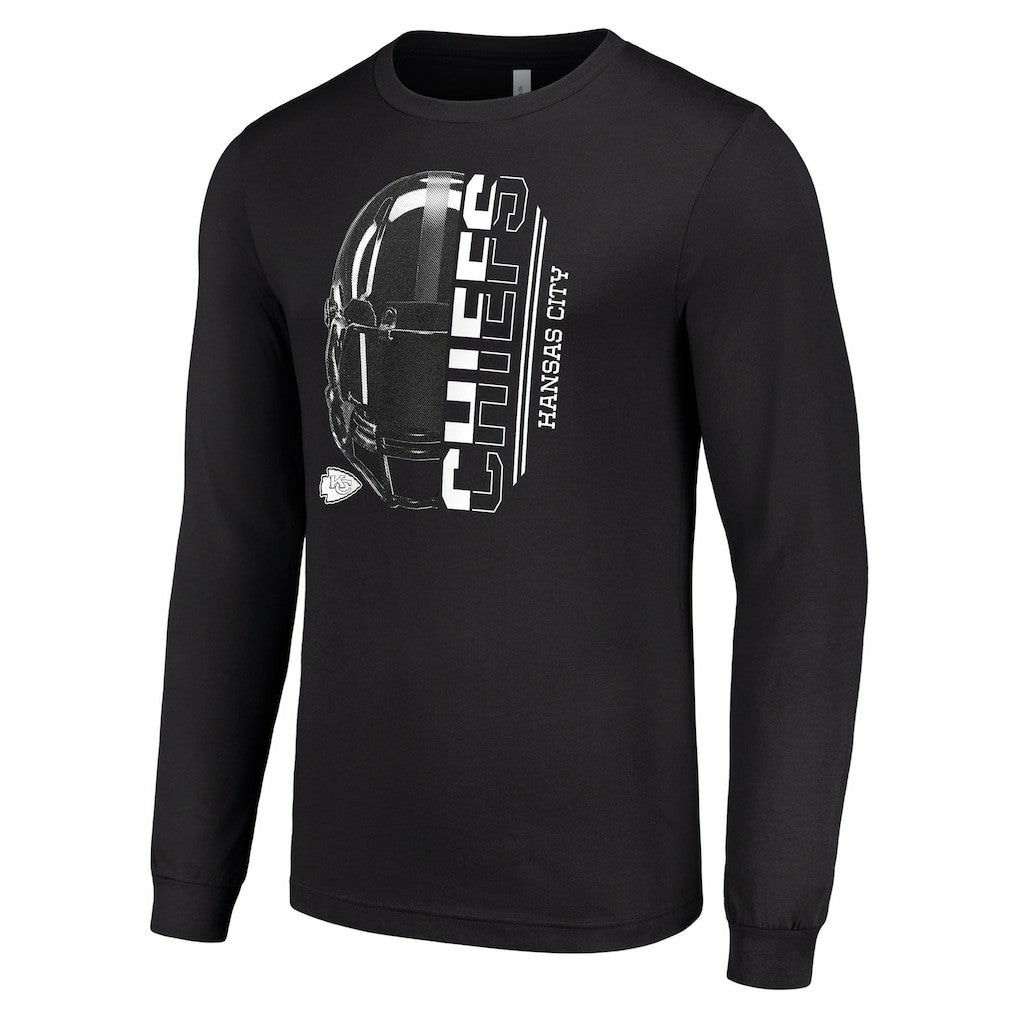 Kansas City Chiefs Starter Half Helmet Logo Long Sleeve T-Shirt Black | NFL