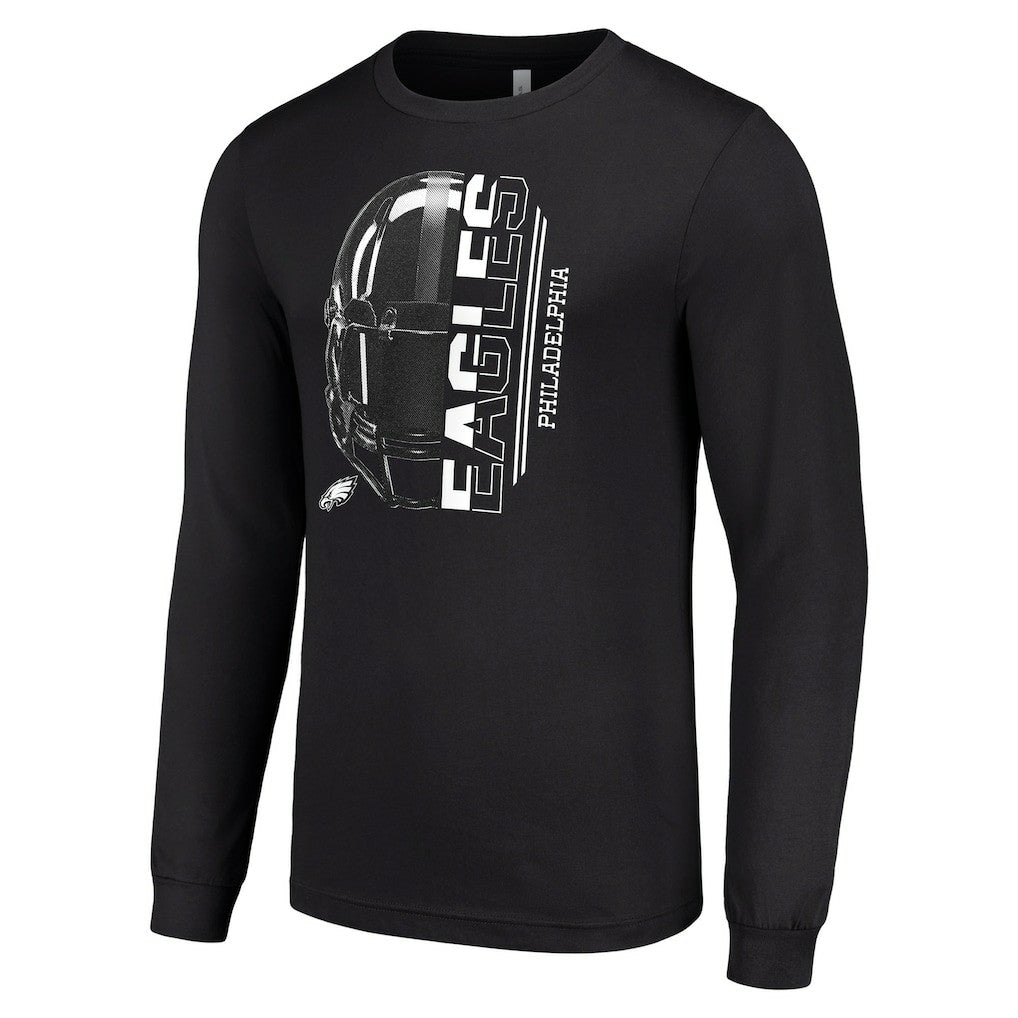 Philadelphia Eagles Starter Half Helmet Logo Long Sleeve T-Shirt Black | NFL
