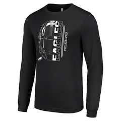 Philadelphia Eagles Starter Half Helmet Logo Long Sleeve T-Shirt Black | NFL