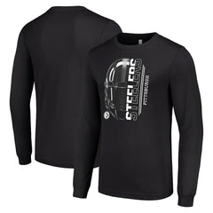 Pittsburgh Steelers Starter Half Helmet Logo Long Sleeve T-Shirt Black | NFL