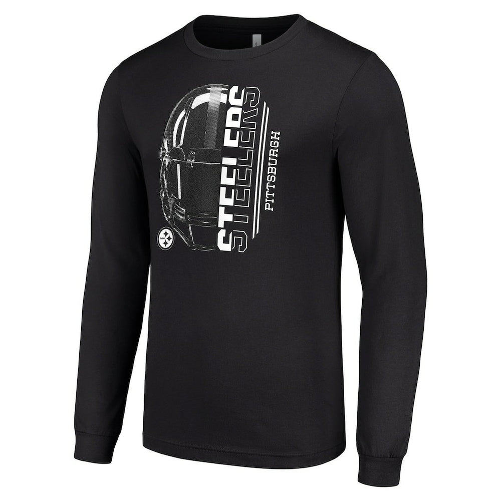 Pittsburgh Steelers Starter Half Helmet Logo Long Sleeve T-Shirt Black | NFL