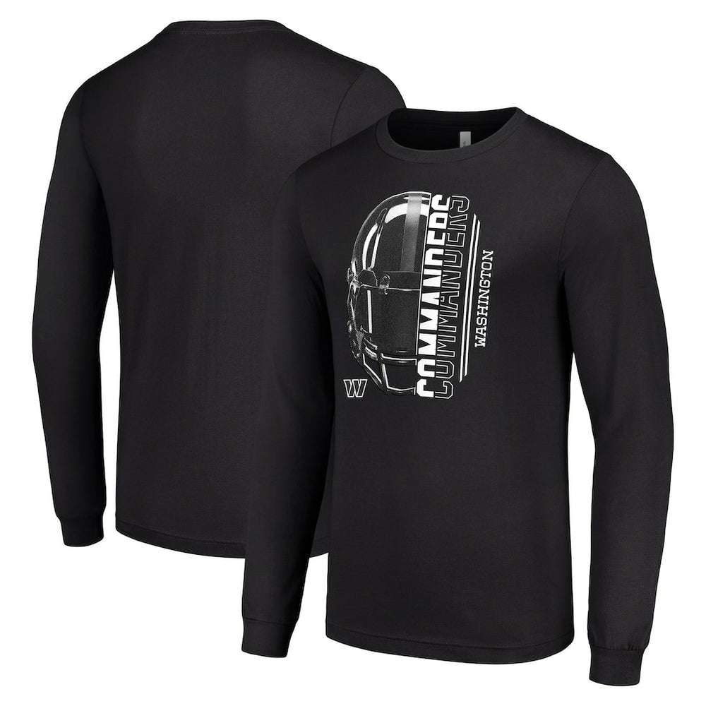 Washington Commanders Starter Half Helmet Logo Long Sleeve T-Shirt Black | NFL