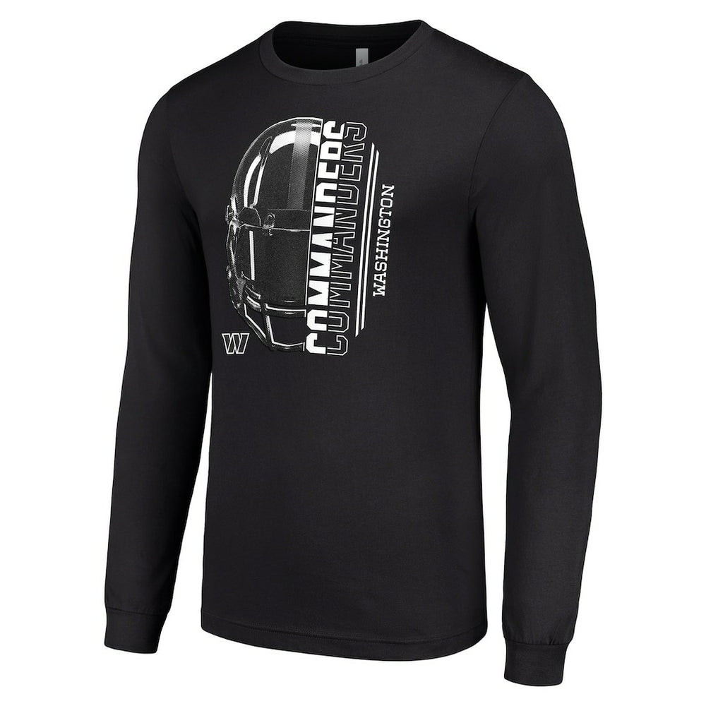 Washington Commanders Starter Half Helmet Logo Long Sleeve T-Shirt Black | NFL