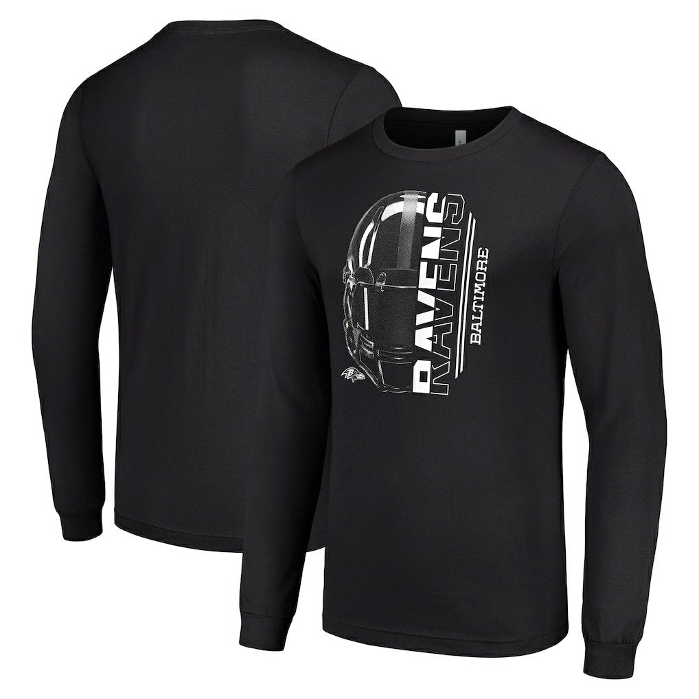 Baltimore Ravens Starter Half Helmet Logo Long Sleeve T-Shirt Black | NFL
