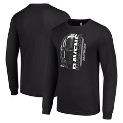 Baltimore Ravens Starter Half Helmet Logo Long Sleeve T-Shirt Black | NFL