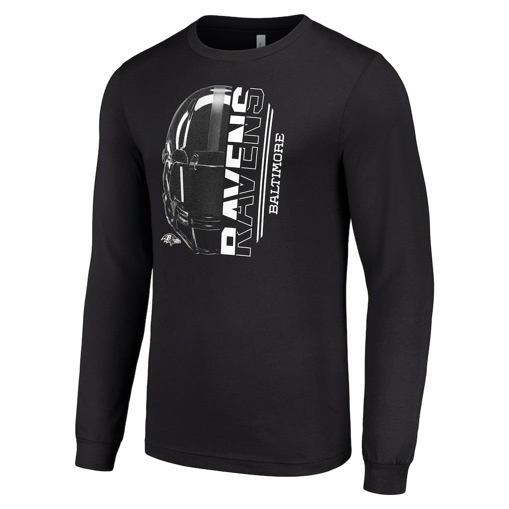 Baltimore Ravens Starter Half Helmet Logo Long Sleeve T-Shirt Black | NFL