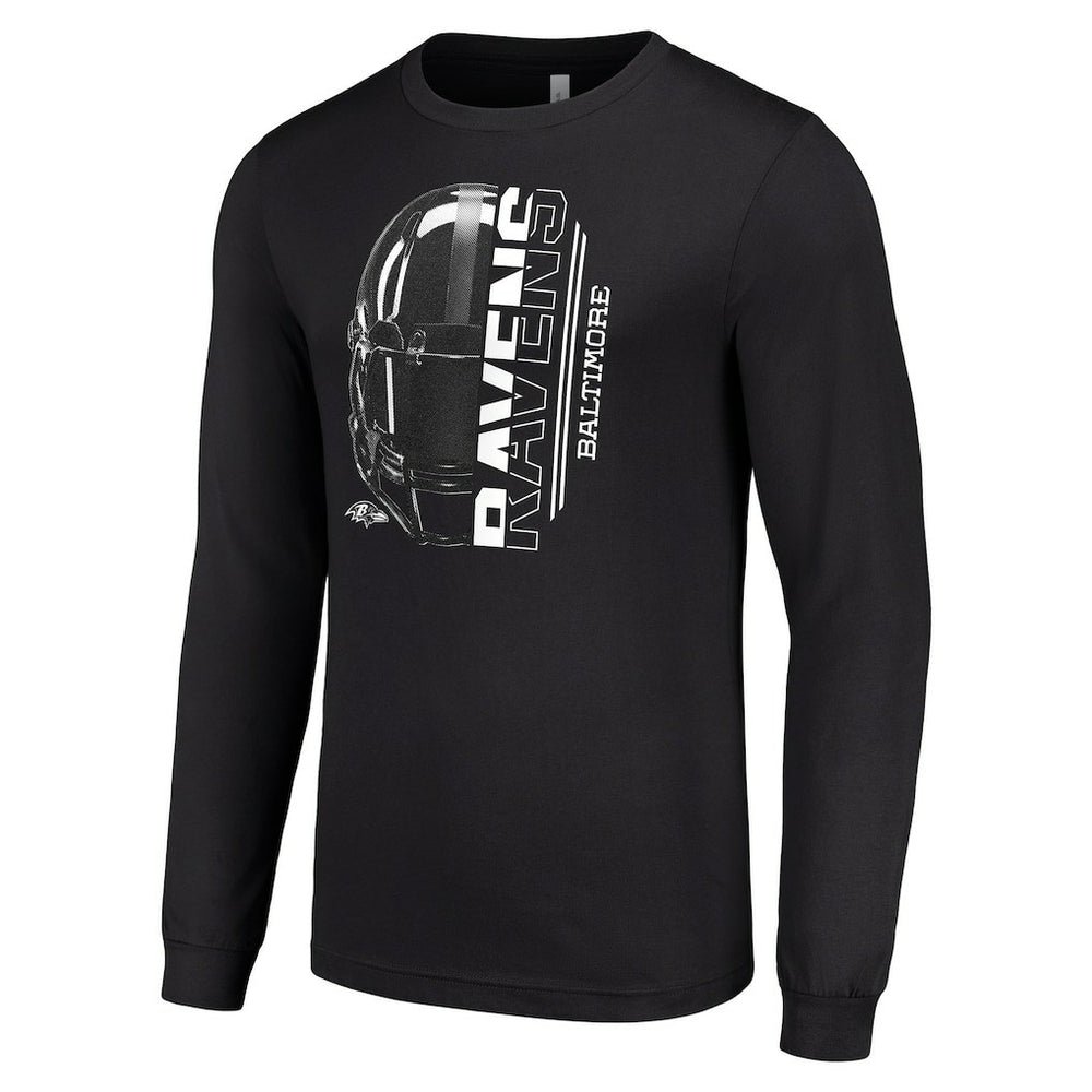 Baltimore Ravens Starter Half Helmet Logo Long Sleeve T-Shirt Black | NFL