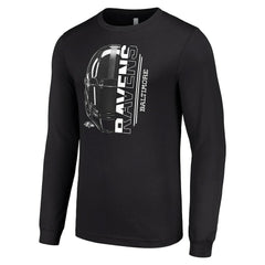Baltimore Ravens Starter Half Helmet Logo Long Sleeve T-Shirt Black | NFL