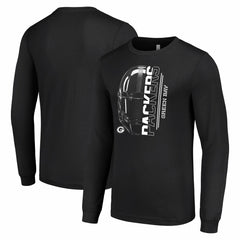 Green Bay Packers Starter Half Helmet Logo Long Sleeve T-Shirt Black | NFL