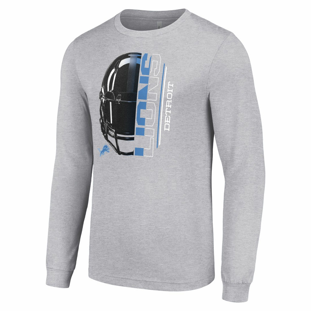 Detroit Lions Starter Half Helmet Logo Long Sleeve Heathered T-Shirt Heather Gray | NFL