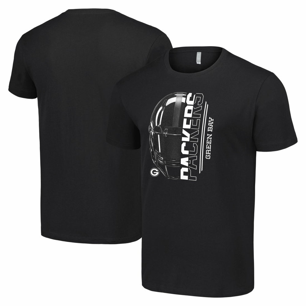Green Bay Packers Starter Half Helmet Logo T-Shirt Black | NFL
