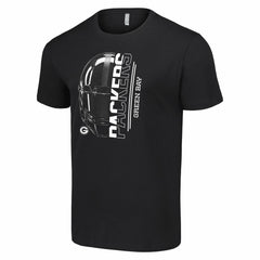 Green Bay Packers Starter Half Helmet Logo T-Shirt Black | NFL