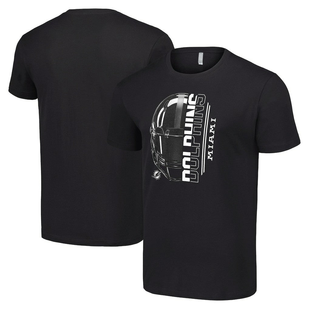 Miami Dolphins Starter Half Helmet Logo T-Shirt Black | NFL