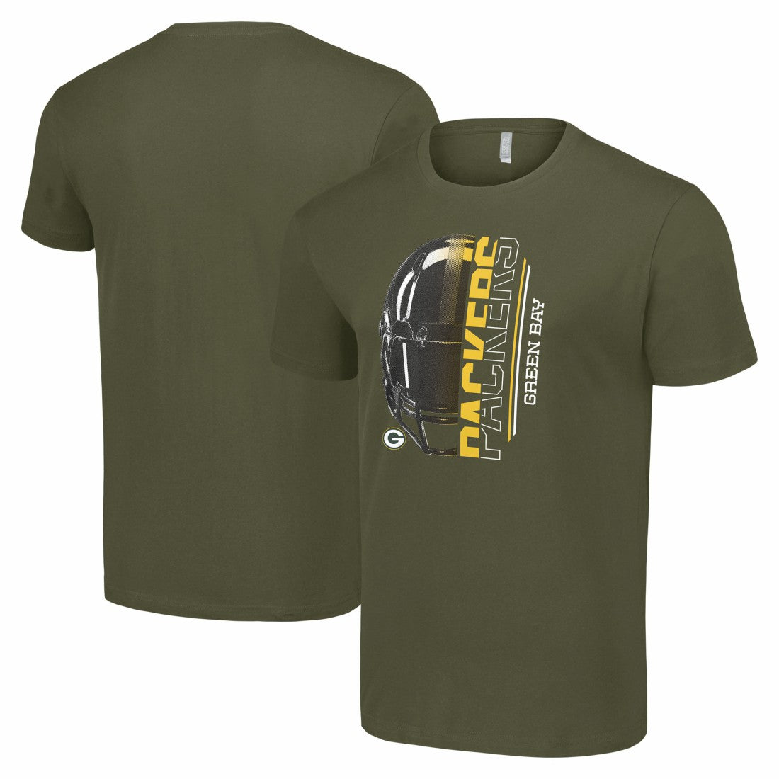 Green Bay Packers Starter Half Helmet Logo T-Shirt Olive | NFL