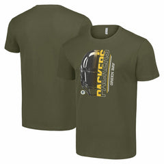 Green Bay Packers Starter Half Helmet Logo T-Shirt Olive | NFL