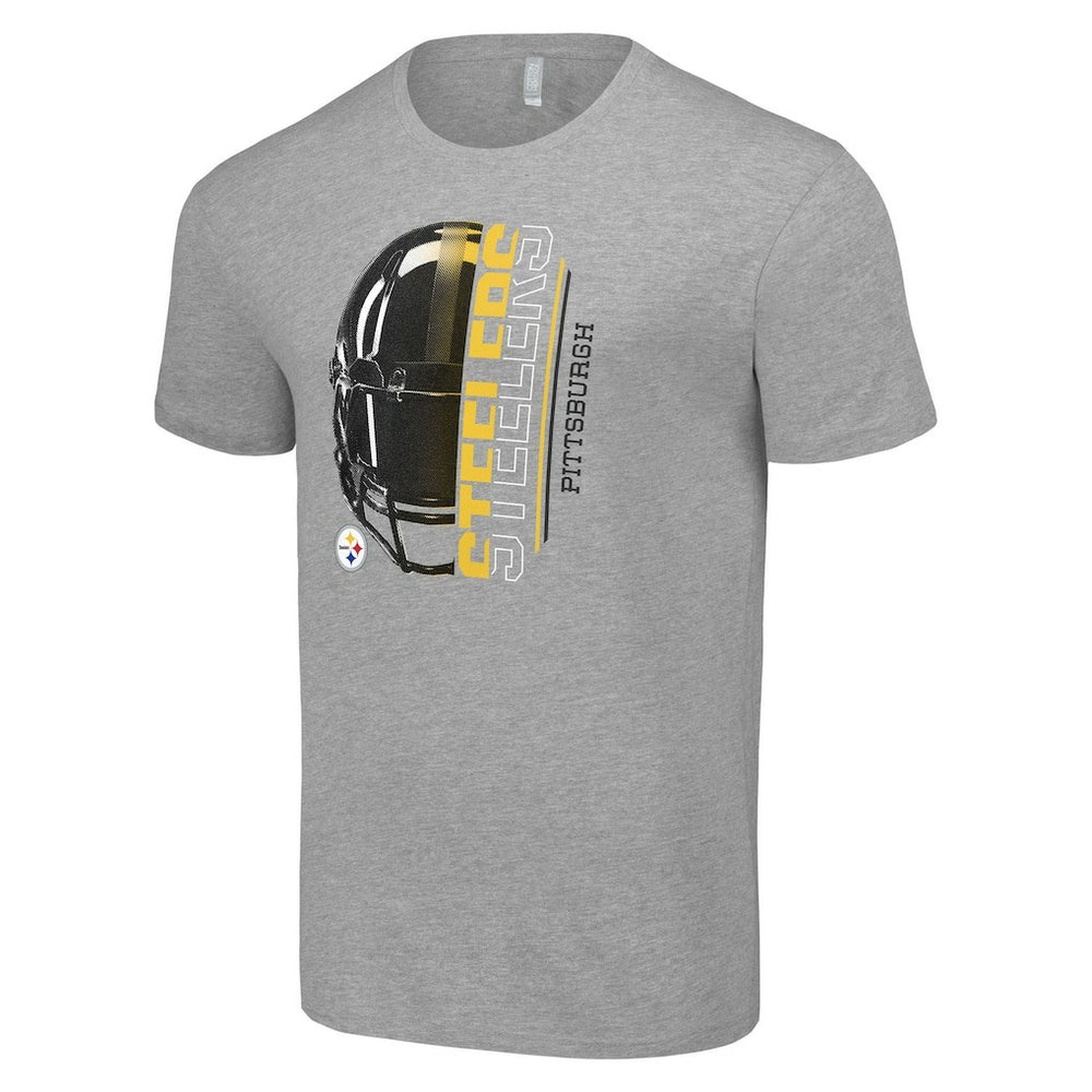 Pittsburgh Steelers Starter Half Helmet Logo T-Shirt Heather Gray | NFL