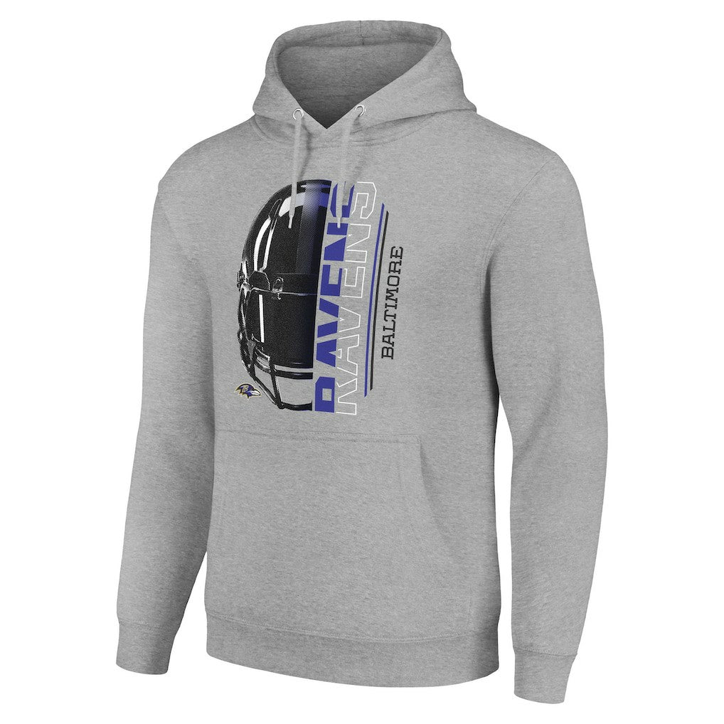 Baltimore Ravens Starter Unisex Half Helmet Logo Pullover Hoodie Heather Gray | NFL
