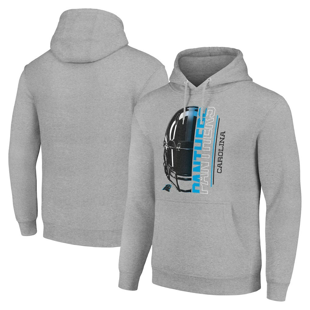 Carolina Panthers Starter Unisex Half Helmet Logo Pullover Hoodie Heather Gray | NFL