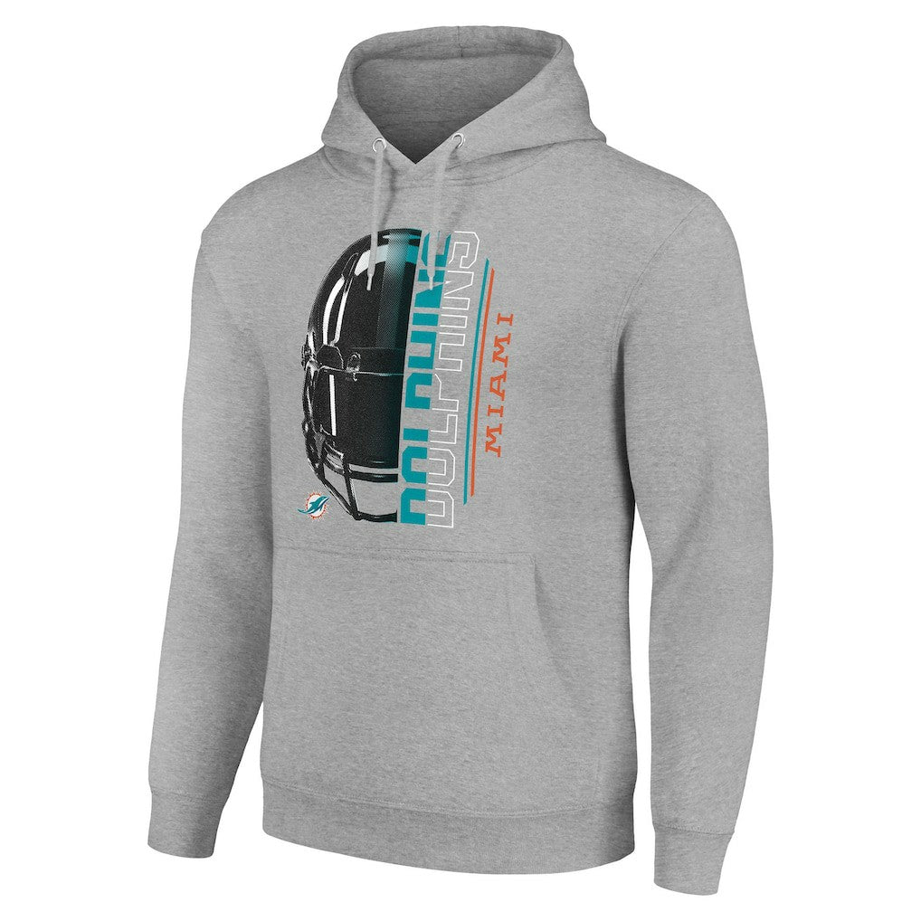 Miami Dolphins Starter Unisex Half Helmet Logo Pullover Hoodie Heather Gray | NFL