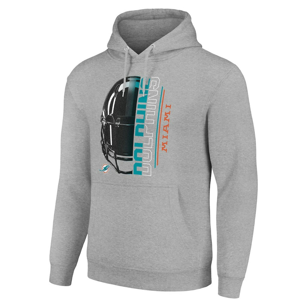 Miami Dolphins Starter Unisex Half Helmet Logo Pullover Hoodie Heather Gray | NFL
