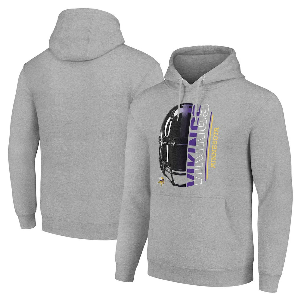 Minnesota Vikings Starter Unisex Half Helmet Logo Pullover Hoodie Heather Gray | NFL