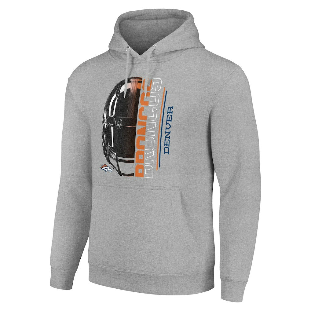 Denver Broncos Starter Unisex Half Helmet Logo Pullover Hoodie Heather Gray | NFL