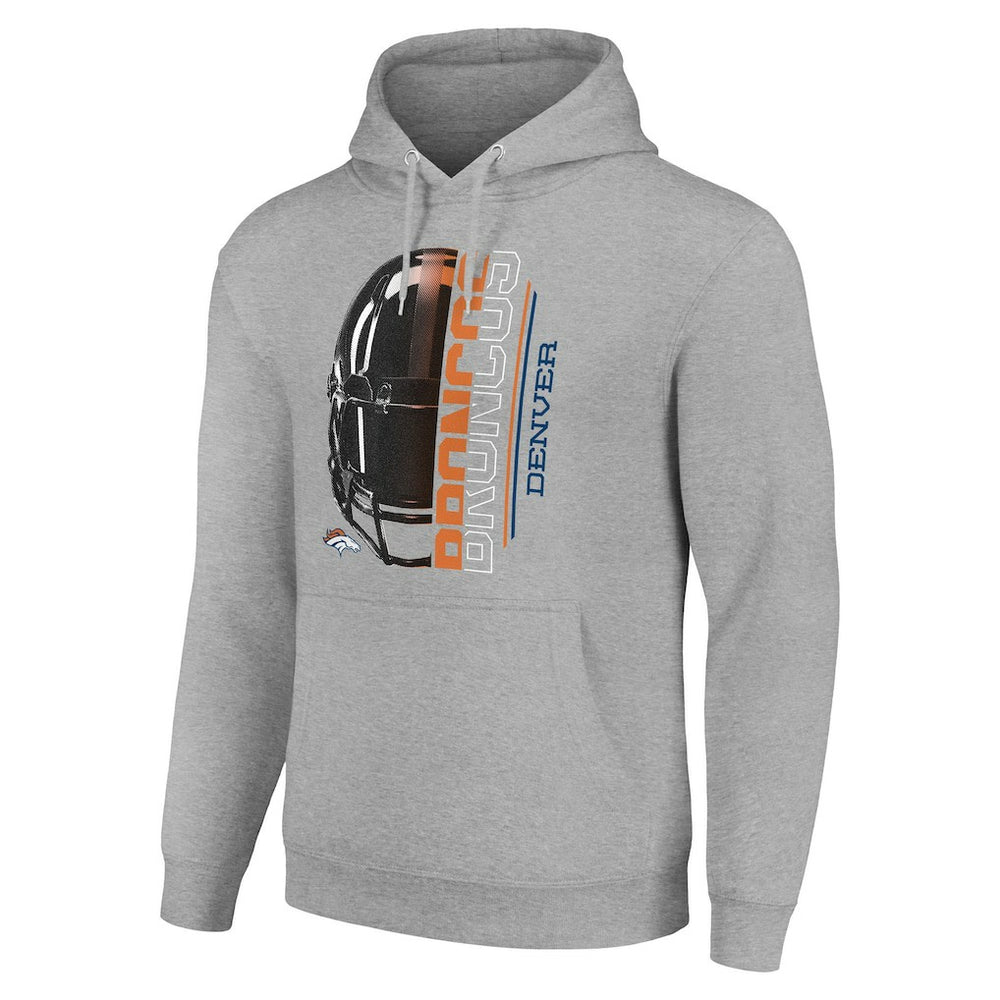 Denver Broncos Starter Unisex Half Helmet Logo Pullover Hoodie Heather Gray | NFL