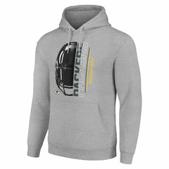 Green Bay Packers Starter Unisex Half Helmet Logo Pullover Hoodie Heather Gray | NFL