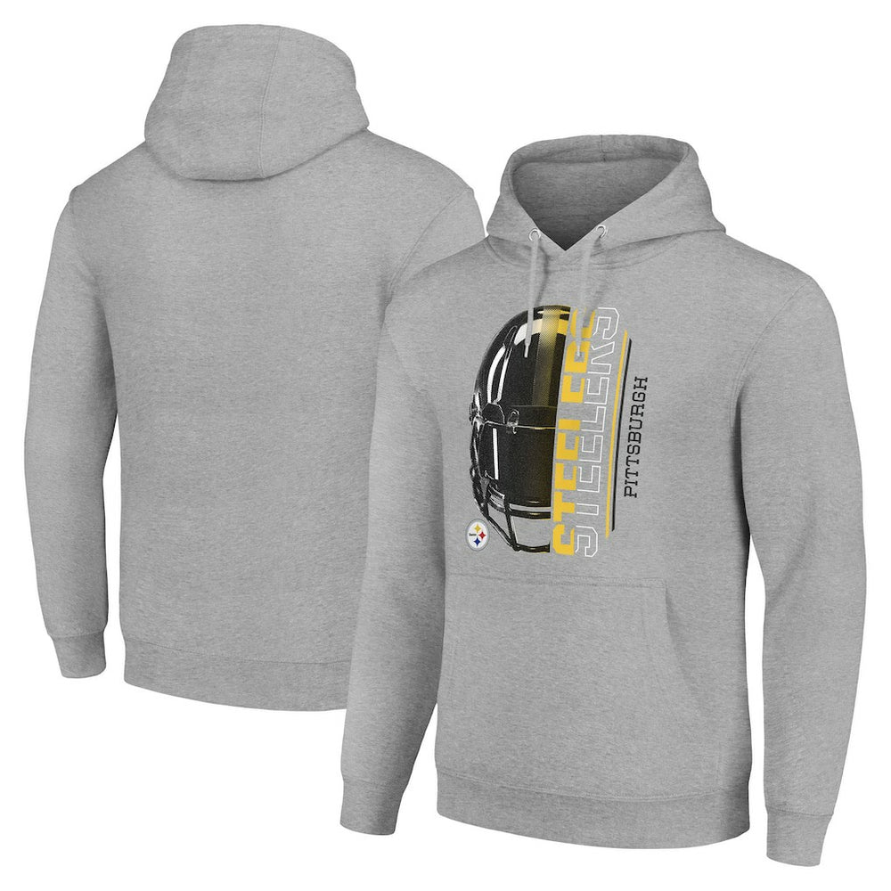 Pittsburgh Steelers Starter Unisex Half Helmet Logo Pullover Hoodie Heather Gray | NFL
