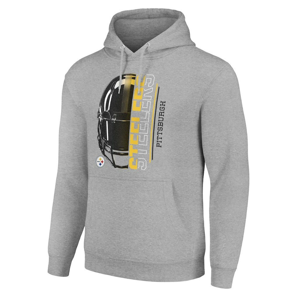 Pittsburgh Steelers Starter Unisex Half Helmet Logo Pullover Hoodie Heather Gray | NFL