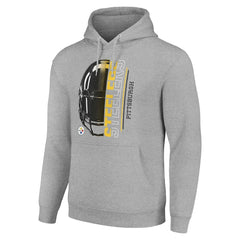 Pittsburgh Steelers Starter Unisex Half Helmet Logo Pullover Hoodie Heather Gray | NFL