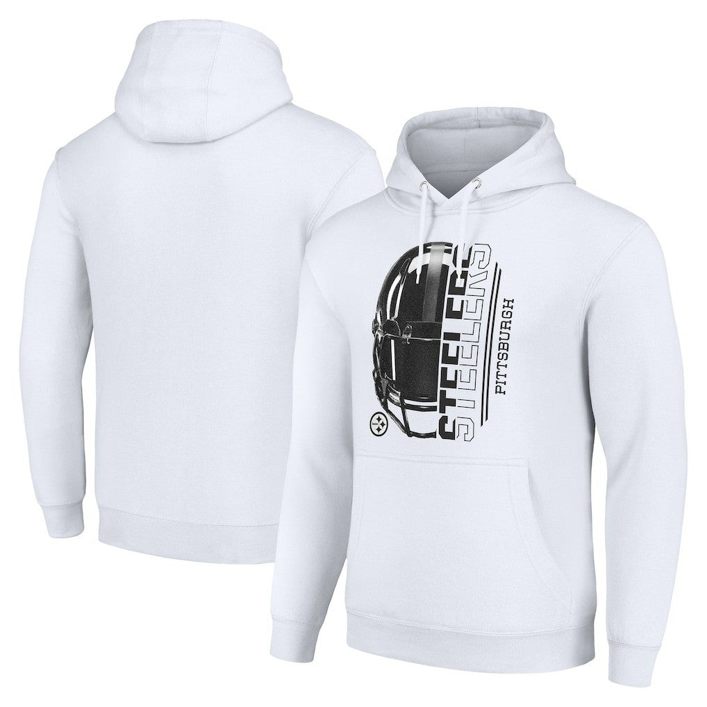 Pittsburgh Steelers Starter Unisex Half Helmet Logo Pullover Hoodie White | NFL