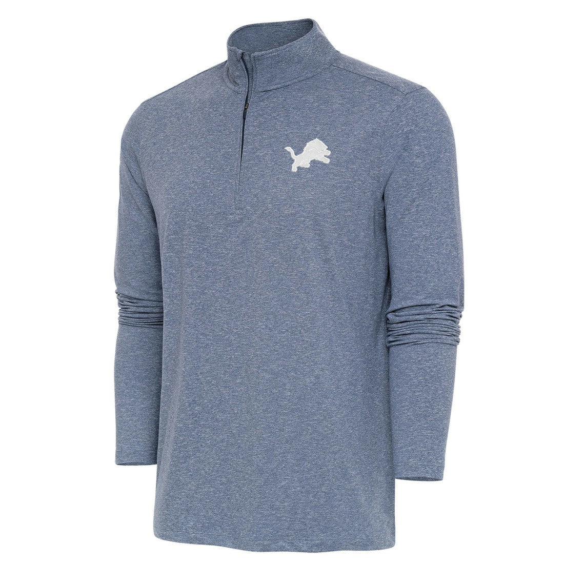 Detroit Lions Antigua Hunk Quarter-Zip Pullover Top Heather Navy | NFL