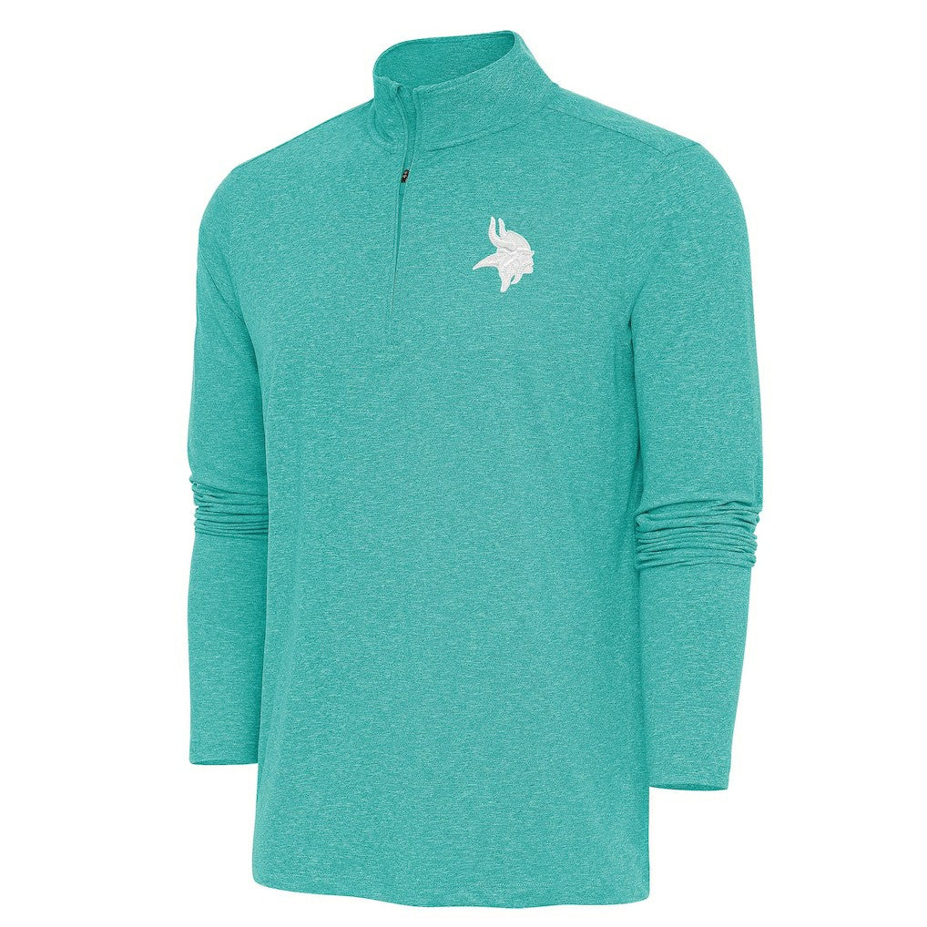 Minnesota Vikings Antigua Hunk Quarter-Zip Pullover Top Heather Aqua | NFL