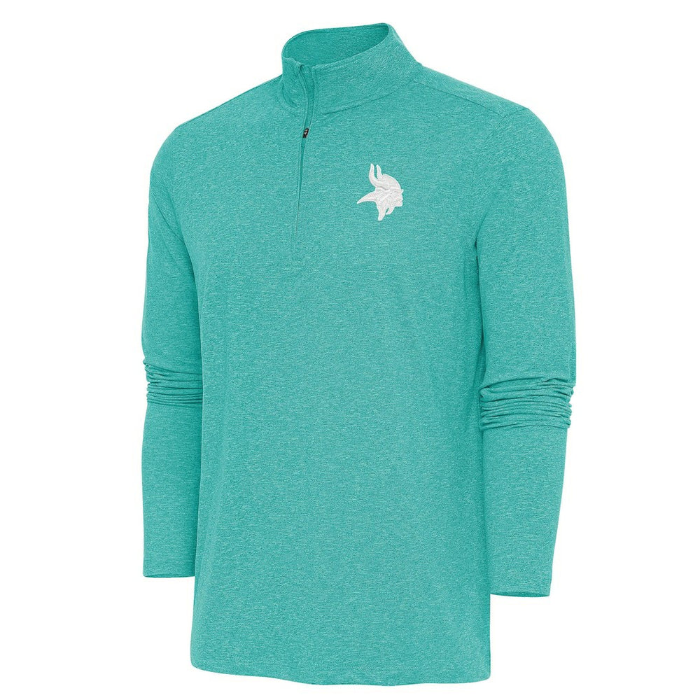 Minnesota Vikings Antigua Hunk Quarter-Zip Pullover Top Heather Aqua | NFL