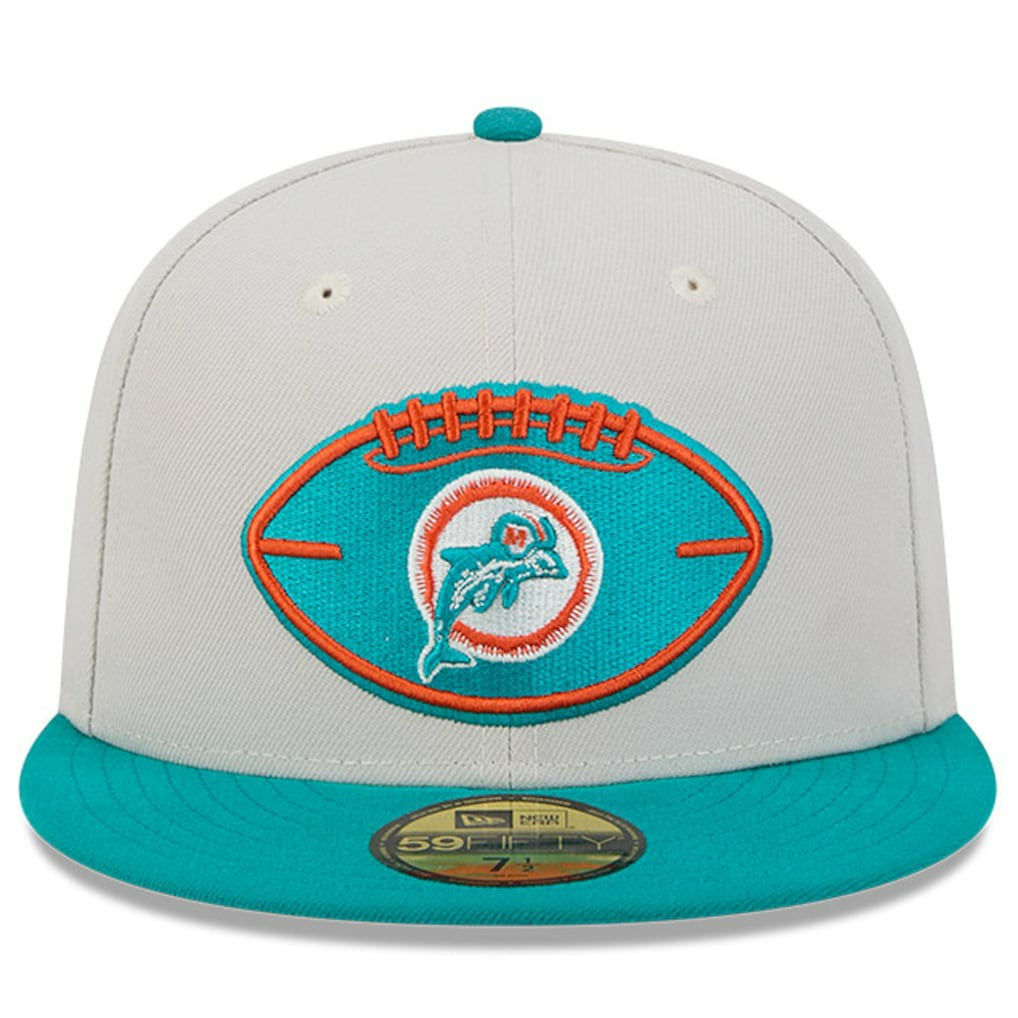 Miami Dolphins New Era 2024 Sideline Historic 59FIFTY Fitted Hat Stone/Aqua | NFL