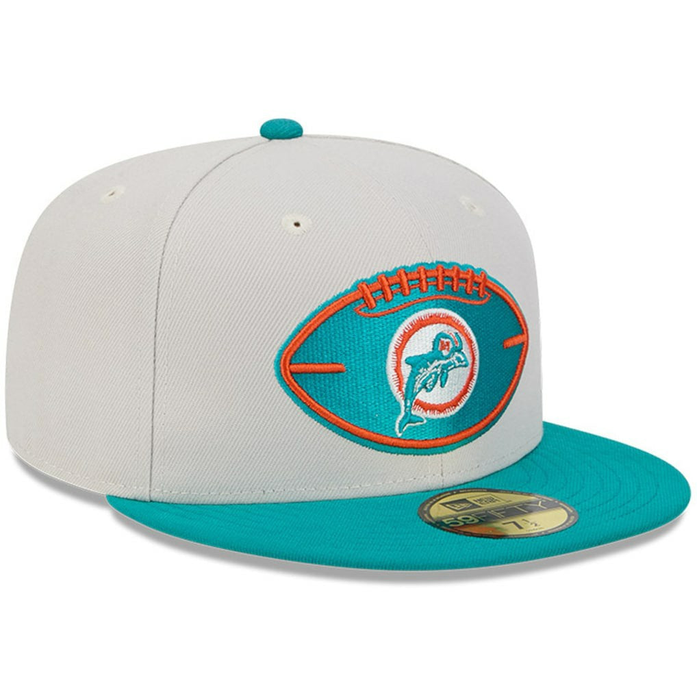 Miami Dolphins New Era 2024 Sideline Historic 59FIFTY Fitted Hat Stone/Aqua | NFL