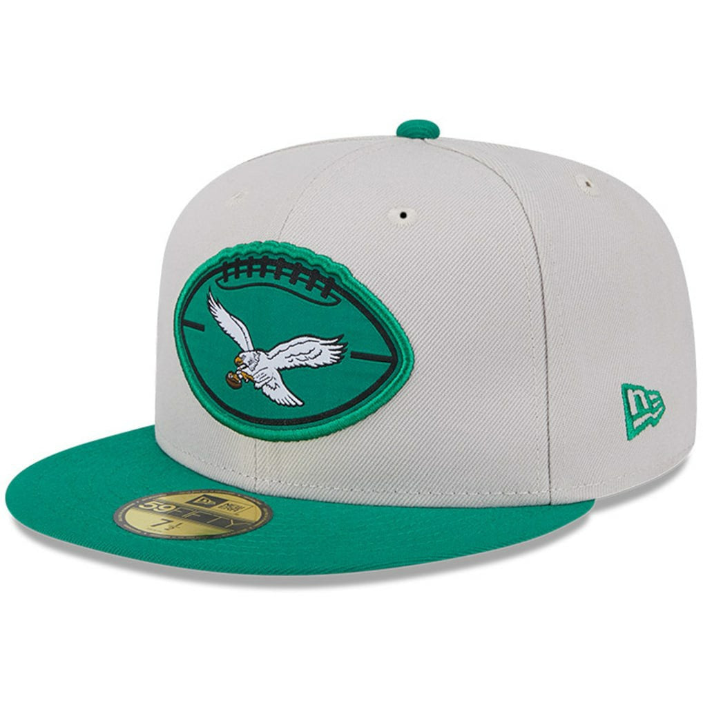 Philadelphia Eagles New Era 2024 Sideline Historic 59FIFTY Fitted Hat Stone/Kelly Green | NFL