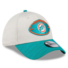 Miami Dolphins New Era 2024 Sideline Historic 39THIRTY Flex Hat Stone/Aqua | NFL