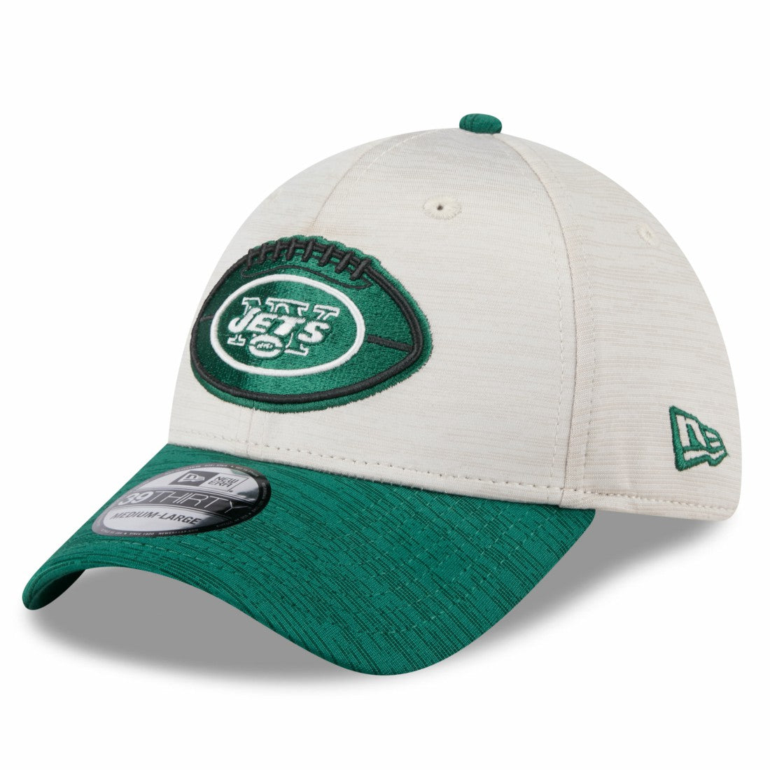 New York Jets New Era 2024 Sideline Historic 39THIRTY Flex Hat Stone/Green | NFL