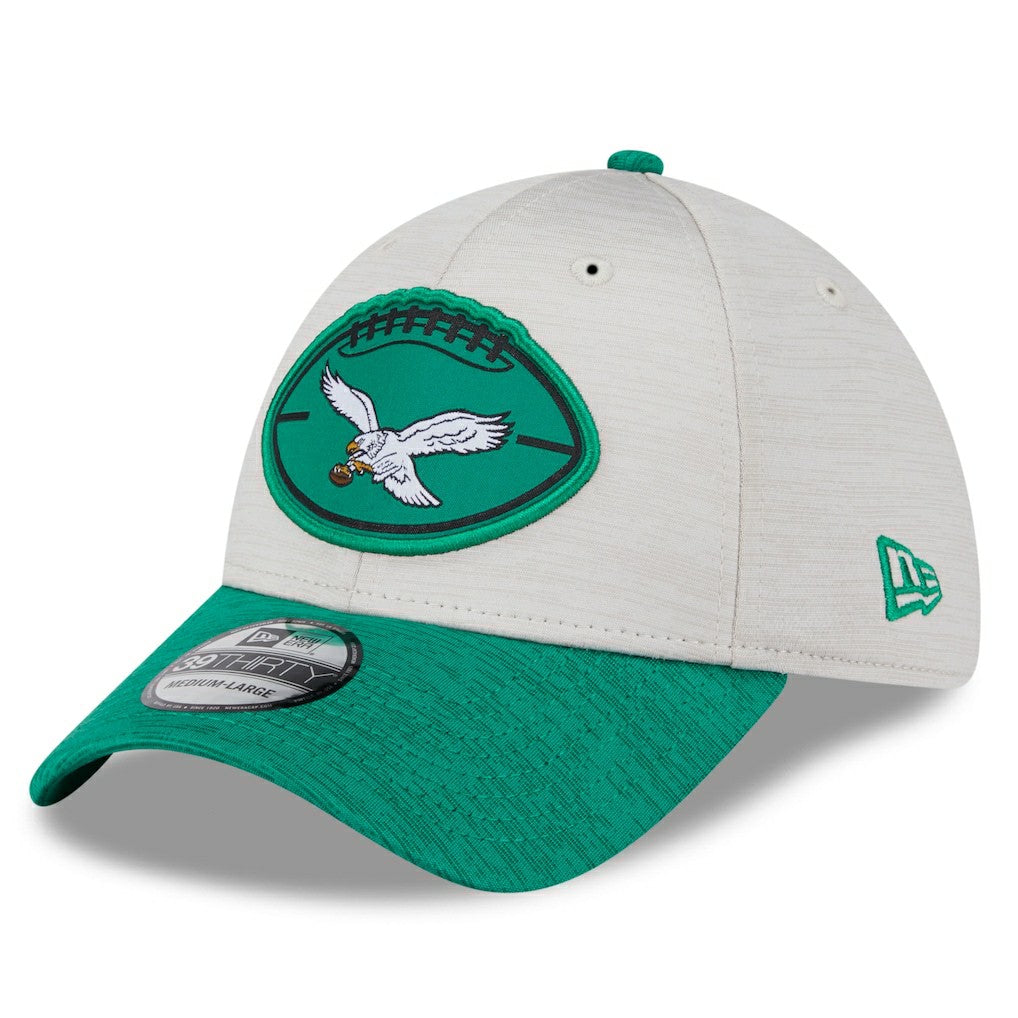 Philadelphia Eagles New Era 2024 Sideline Historic 39THIRTY Flex Hat Stone/Midnight Green | NFL