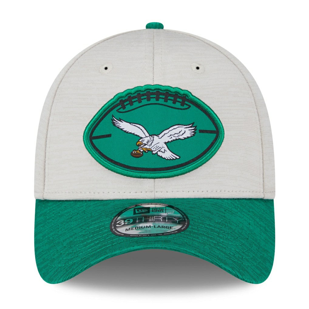 Philadelphia Eagles New Era 2024 Sideline Historic 39THIRTY Flex Hat Stone/Midnight Green | NFL