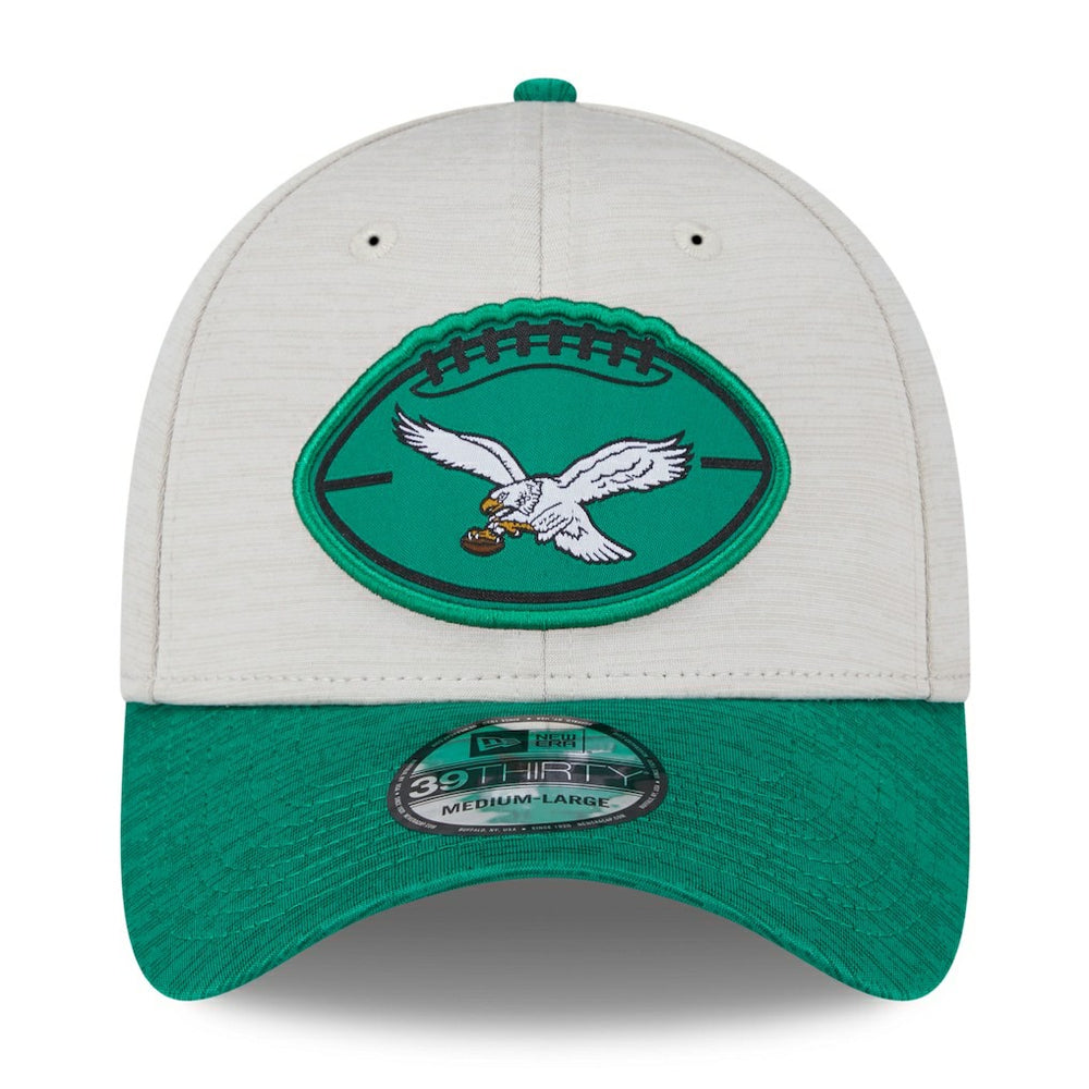 Philadelphia Eagles New Era 2024 Sideline Historic 39THIRTY Flex Hat Stone/Midnight Green | NFL