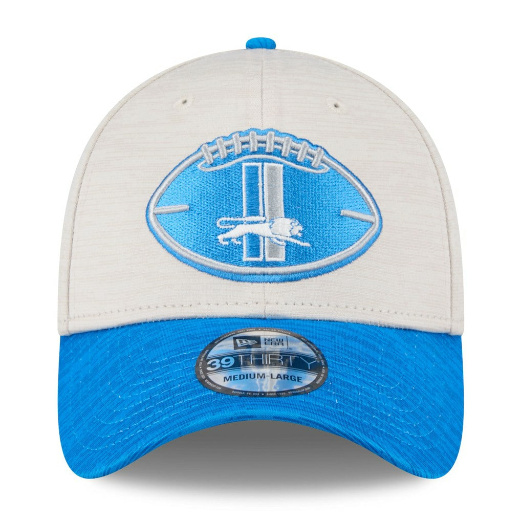 Detroit Lions New Era 2024 Sideline Historic 39THIRTY Flex Hat Stone/Blue | NFL